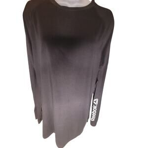 Reebok Mens Shirt Black Logo Long Sleeve Stretchy Sz M